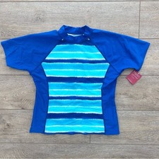 Lands' End Girl's Short-Sleeve Rash Guard Swim Shirt Sun Protection Sz 14 NEW