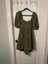 MINKPINK Olive Puff-Sleeve Tiered Open Back Mini Dress