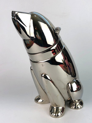 Restoration Hardware Art Deco Retro Chrome Polar Bear Cocktail Shaker Mixer