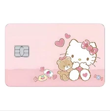 Hello Kitty Pink Heart Love Bear Candy Credit Debit Card Skin Cover Sticker 1PC