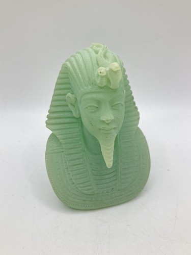 Vintage Egyptian King Tut Bust Figure Green Resin 4”