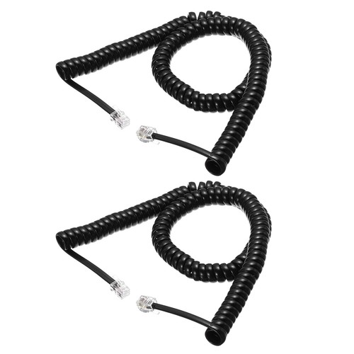 2 Pack Phone Cord for Landline, 13ft RJ9 4P4C Telephone Handset Cord Black