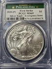 A 2020 (P) SILVER EAGLE PCGS MS69, FIRST STRIKE EMERGENCY ISSUE