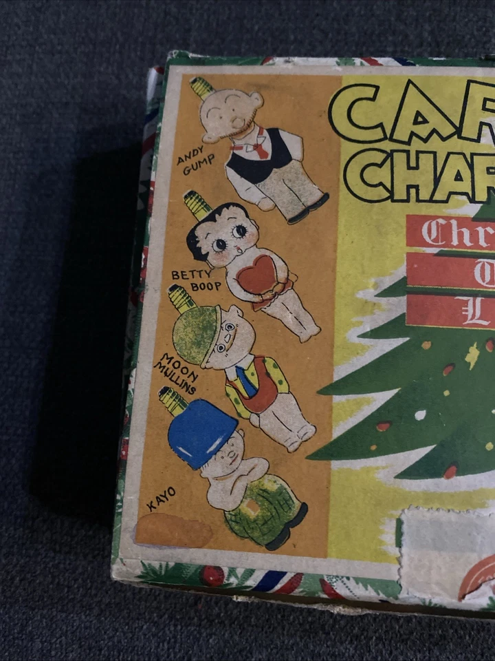 Bombillas de árbol de Navidad con figura de vidrio de personajes de dibujos animados vintage en caja Foto 2 de 4