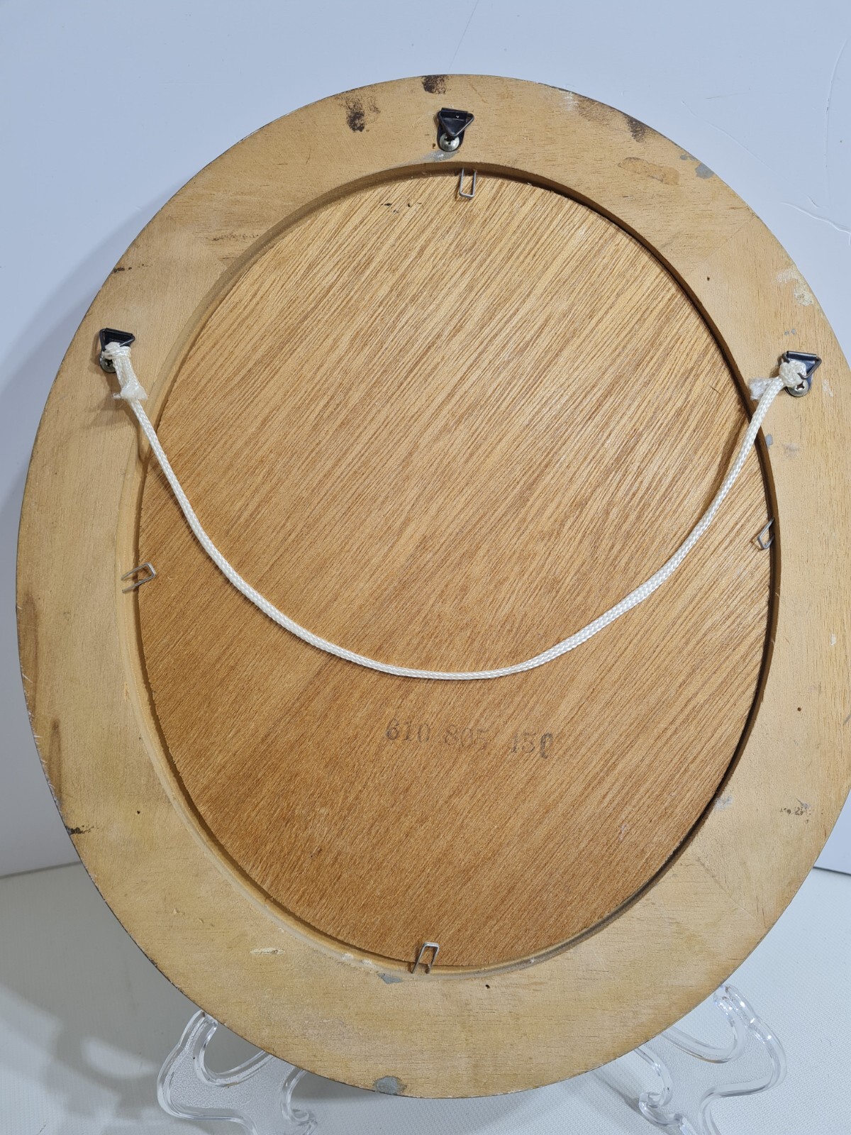 Vintage Floral Oil Painting Artist E Green Gold Gilt Ornate Oval Frame