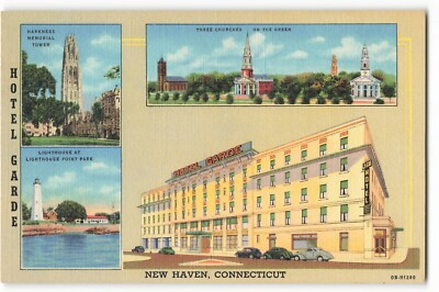 Postcard Hotel Garde, New Haven, Connecticut, opposite Union Station VTG ME4.