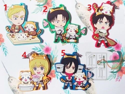 Attack On Titan Eren Mikasa Levi Rivaille Big Keychain Rubber Strap Charm Gift Ebay