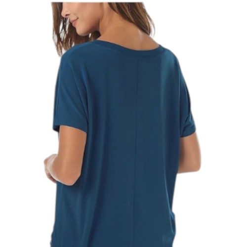 Women's Top Short Sleeve High Low Loose Fit Blue - Picture 4 of 4