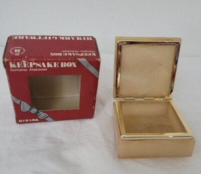 Himark Giftware Beige with Flowers Alabaster Hinged Trinket Box Flowers Italy