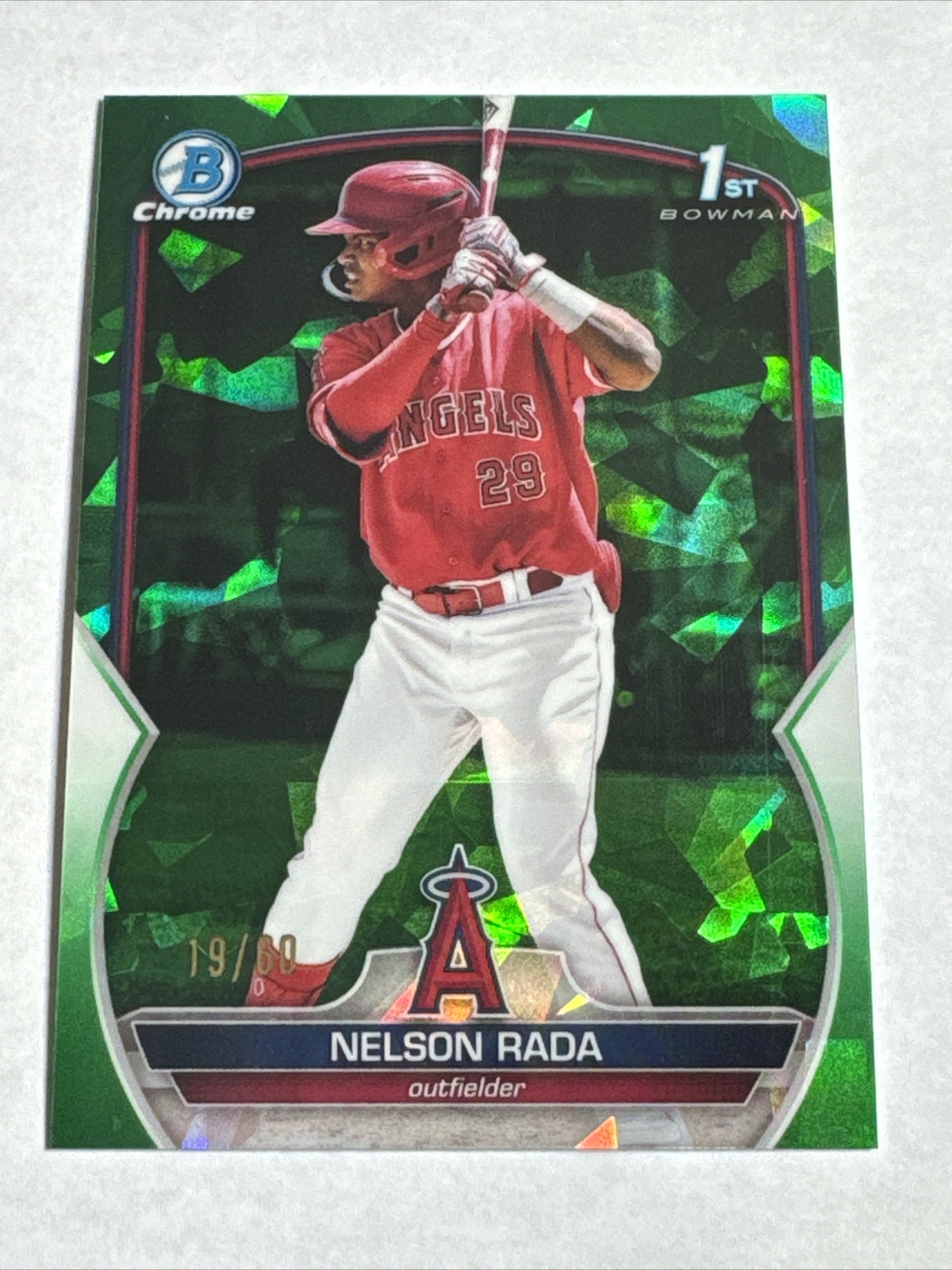 Nelson Rada 2023 1st Bowman Chrome Sapphire Green Ref 19/60 RC Angels Pack Fresh