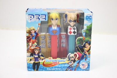 Pez DC Supergirl & Harley Quinn Superhero Girls Candy Dispenser Collectable Set