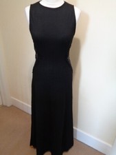 ZARA BRAND NEW BLACK TEXTURED MAXI DRESS WITH LACE TRIM DETAIL - SIZE SMALL