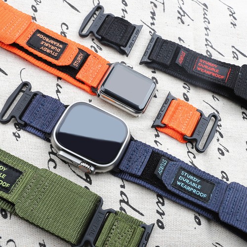 Taktyczny nylonowy pasek do Apple Watch Ultra2 49mm pasek sportowy seria 10 9 8 7 6 5 - Zdjęcie 2 z 21