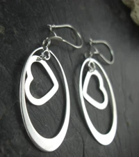 Earrings Rhodium Plated Heart Set 925 Sterling Silver