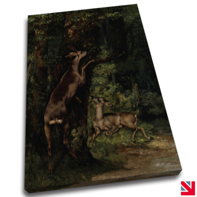 GUSTAVE COURBET HIRSCH IM WALD LEINWANDBILD Wandbild Bild Druck A4