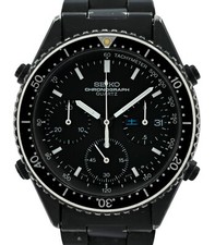 Seiko 37mm Men's Chronograph Vintage Quartz Black PVD Watch! Ref: 7A38-6030!