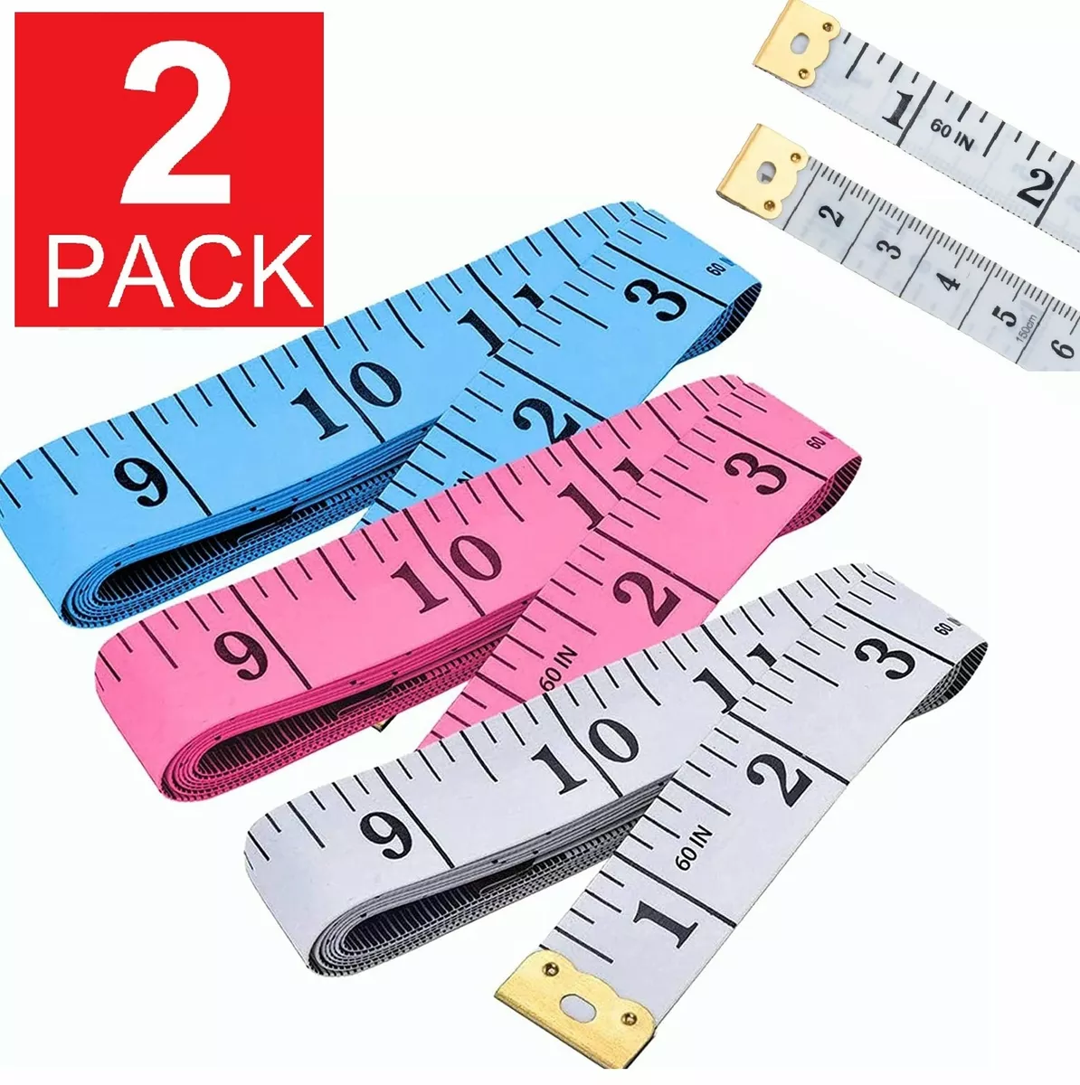 2-Pack Body Measuring Tape Ruler Sewing Cloth Tailor Measure 60 inch 150 cm