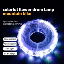 ROCKBROS Bike Wheel Hub Lights Flashlight Spoke Waterproof 7Color USB LED Safety