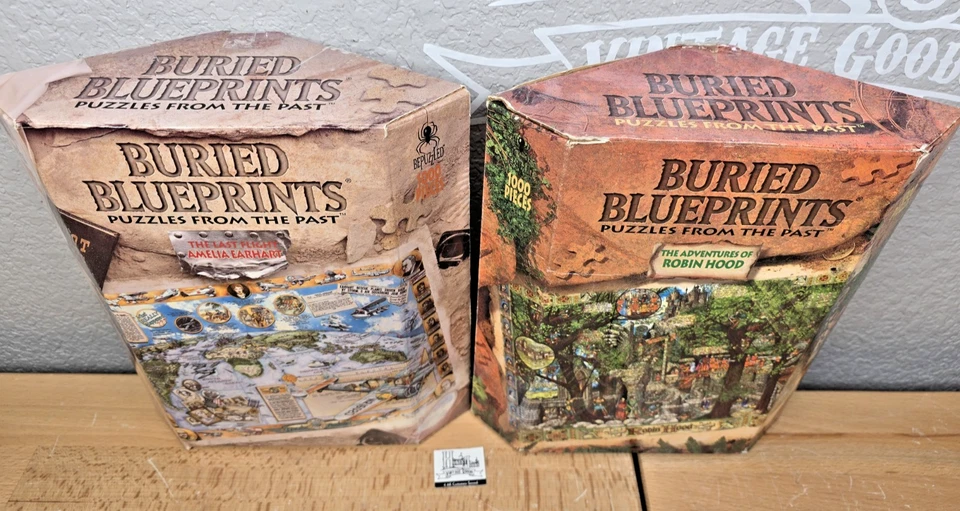 Lot of 2 Bepuzzled Buried Blueprints Puzzles: Robinhood & Flight Amelia Earhart - Image 3 of 4