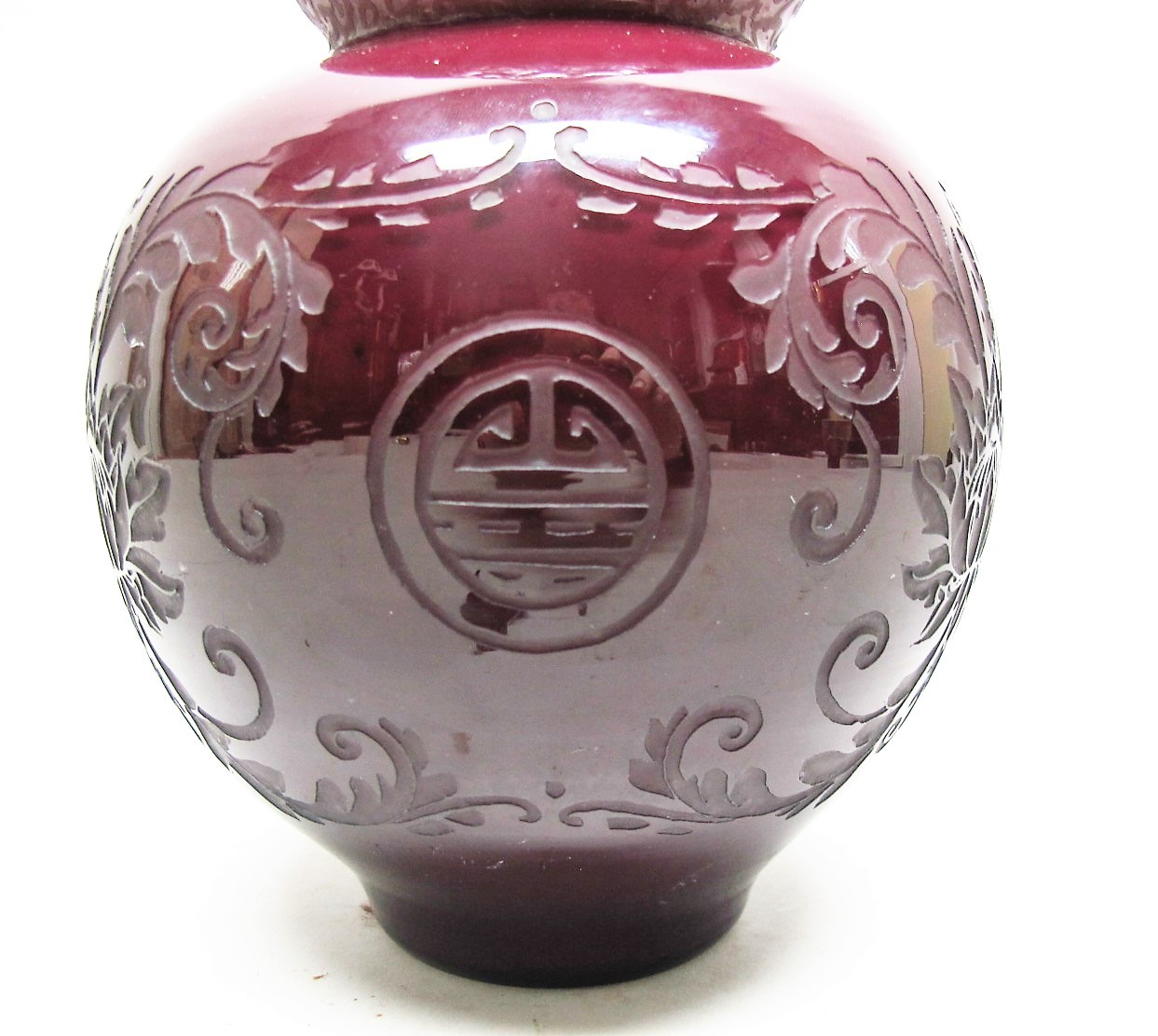 Rare 13" STEUBEN PLUM JADE Art Deco Glass Vase c. 1925 Antique Carder
