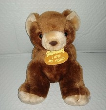 Vintage Russ I LOVE MY HONEY TEDDY Bear Brown 8in Plush Tan Muzzle Ears Feet