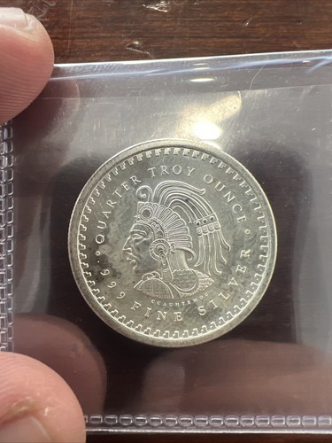 Pure Silver .999 Bullion - Mexico Aztec Calendar Mayan- 1/4 oz round coin Minty - Picture 5 of 17
