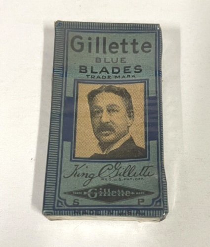 Vintage GILLETTE Blue Razor Blade Pack of 5 New Made In USA NOS