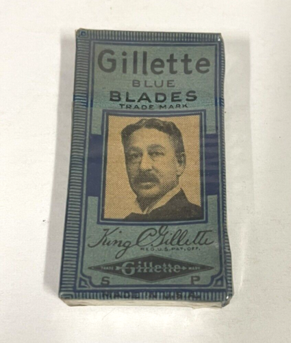 Pack de 5 lames de rasoir bleues vintage GILLETTE neuves fabriquées aux États-Unis dans leur emballage d'origine - Photo 1/3