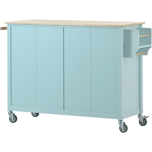 Kitchen Island Cart w/4 Door Cabinet and Two Drawers and 2 Locking Wheels - Soli - Picture 13 of 13