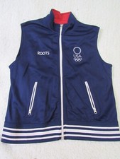 Roots Usa Blue Logo Women's Full Zipper  Olympic Athletic Uniform Vest Size Xl