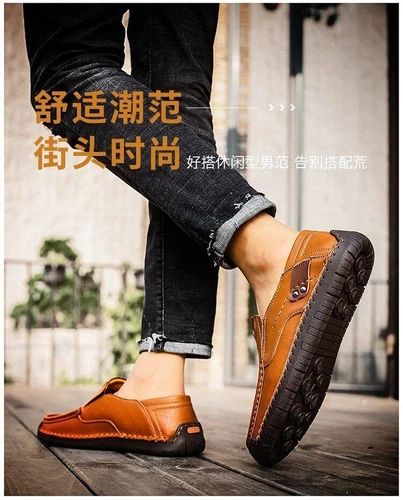 New Womens Men's Leather Handmade Shoes Loafers Breathable Slip On Driving Boots - Bild 11 von 27