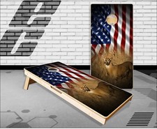 Deer In Grass American Flag Cornhole Boards Bean Bag Toss Game