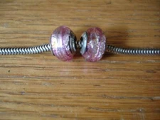 KAY JEWELERS CHARMED MEMORIES PINK WITH SILVER FOIL BEAD MURANO STERLING SILVER