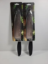 (2)Thyme & Table Non-Stick High Carbon Stainlless Steel 8" Damascus Chef's Knife