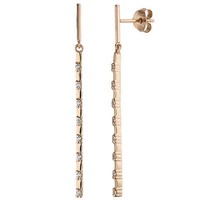 OhrhäNger HäNgerstecker StäBchen Mit Zirkonia 925 Silber Rotvergoldet Ohrringe