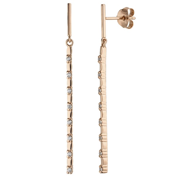 OhrhäNger HäNgerstecker StäBchen Mit Zirkonia 925 Silber Rotvergoldet Ohrringe-image