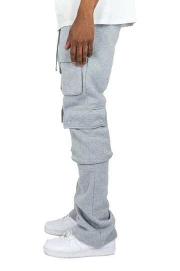 REBEL MINDS Men's Casual Stacked Cargo Fleece Flared Sweat