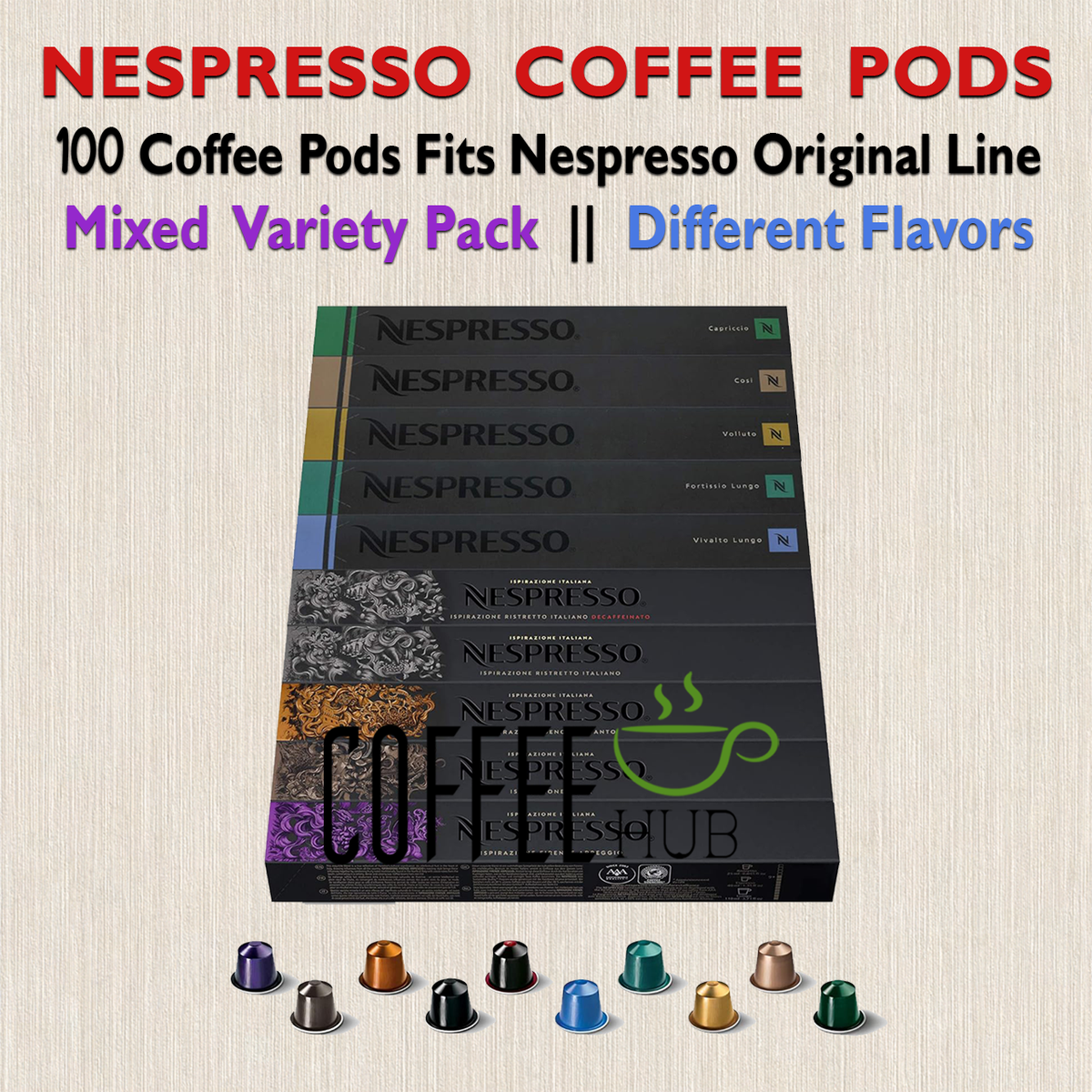 Nespresso Coffee 100 Pods Original Line 10 Sleeves lot
