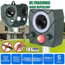 Animal Repeller Ultrasonic Solar Power Bird Dog Cat Skunk Deer Raccoon Repellent