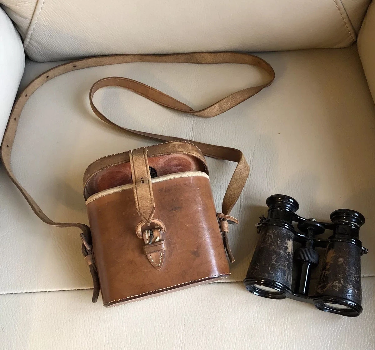 Antique binoculars hotsell with leather case