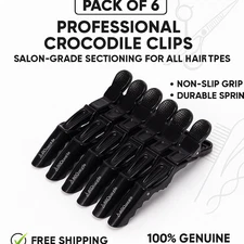 Midazzle Crocodile Hair Sectioning Clips Black ×6 | Salon Hairdressing | Free Sh