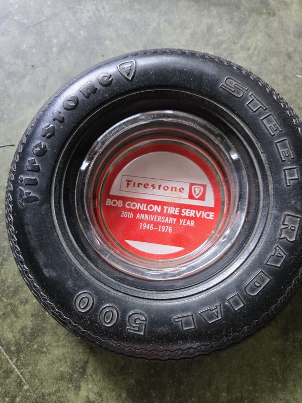 Vintage Firestone 500 Tire Ash Tray BOB CONLON TIRE SERVICE 1946- 1976