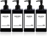 Seifenspender Set 4Er Schwarz 300Ml Kunststoff Pumpspender Mit Trichter 4 StüCk
