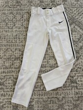 Nike Dri-FIT Youth Unisex Baseball/Softball Pants White/Black Stripe Size S