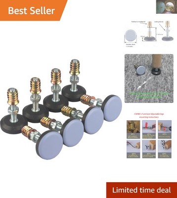 Adjustable Furniture Legs with PTFE Bottom - 8 Pack for Smooth Furniture Moving