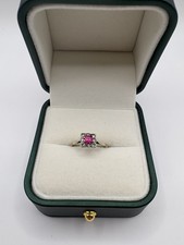 9ct Gold Synthetic Ruby and CZ Ring