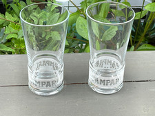 Vintage CAMPARI Long Drink GLASSES White Frosted Band 275mls 14cm High