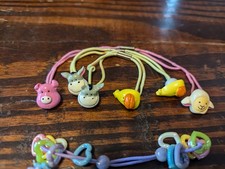 Vtg Ponytail Holders Flowers Stars Hair Ties Bundle Vintage Animals Lot Of 6