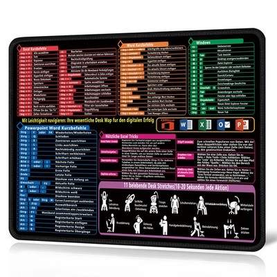 Mauspad mit Deutsch 25x30cm Mousepad Anti-Rutsch für Laptop Büro & Gaming DE