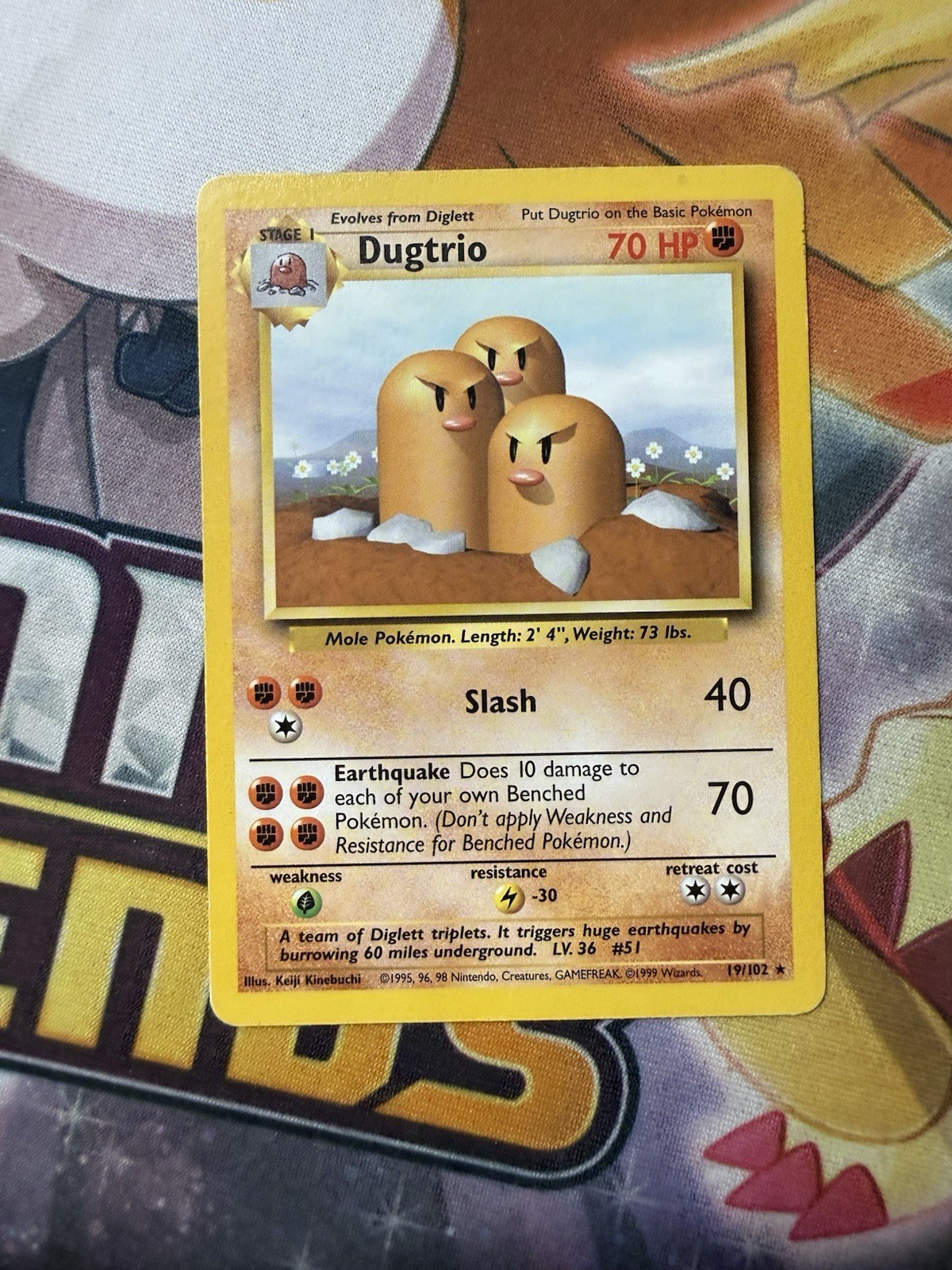 Dugtrio - 19/102 - Pokemon Base Set Unlimited Rare Card WOTC